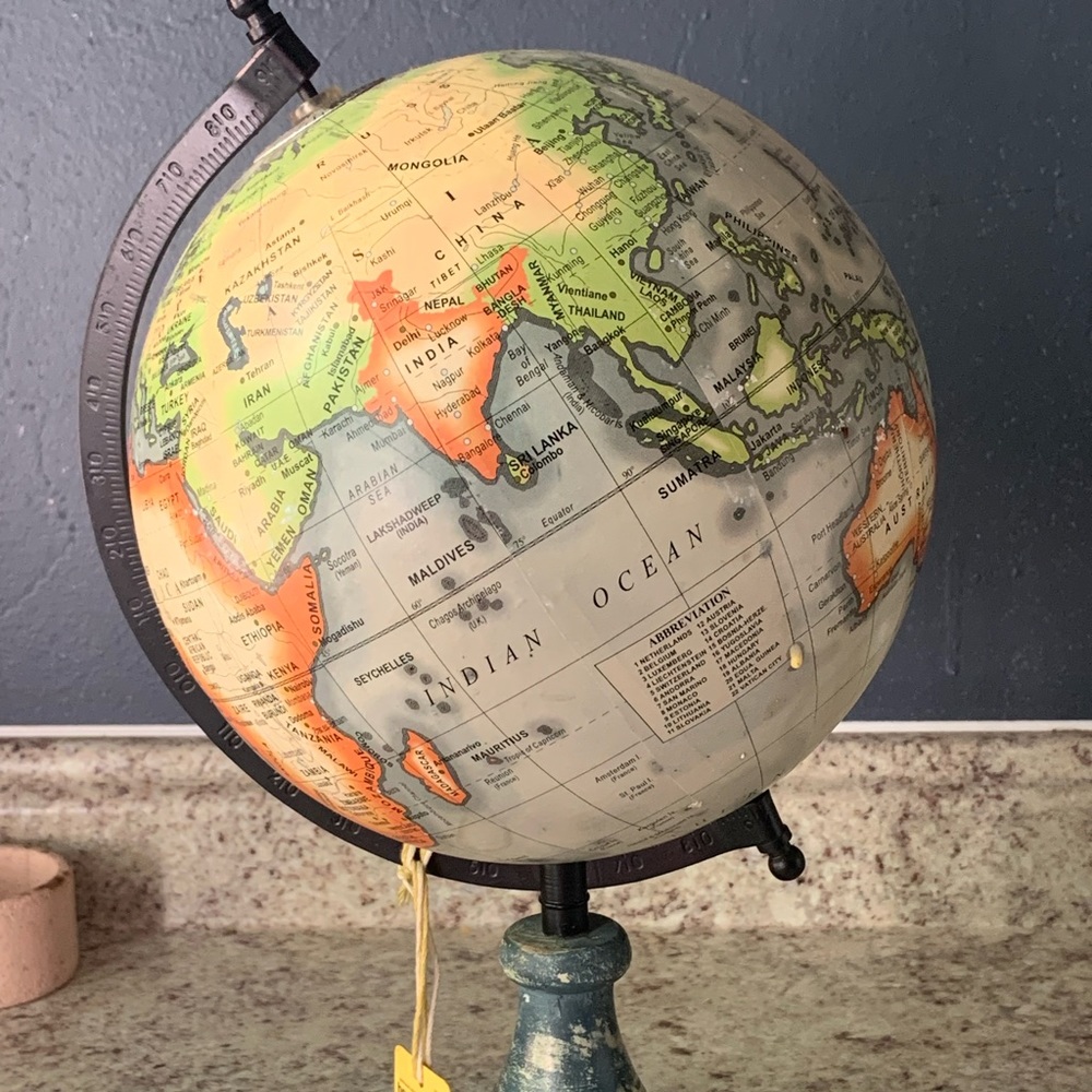 Vintage globe world map thrifted